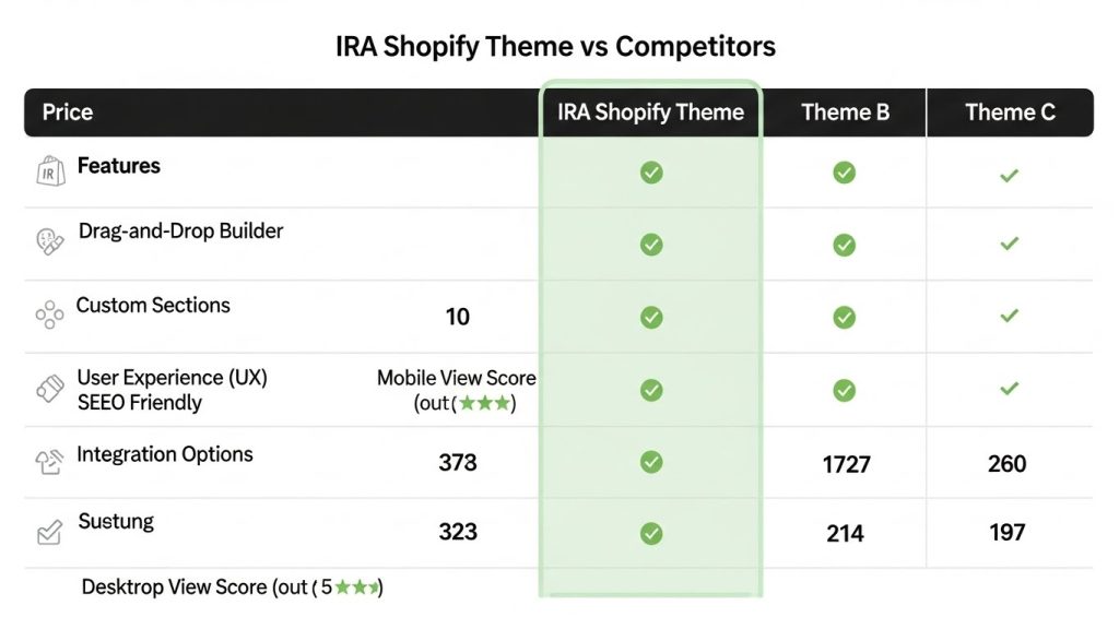 IRA Shopify Theme vs competitors Shopify theme comparison