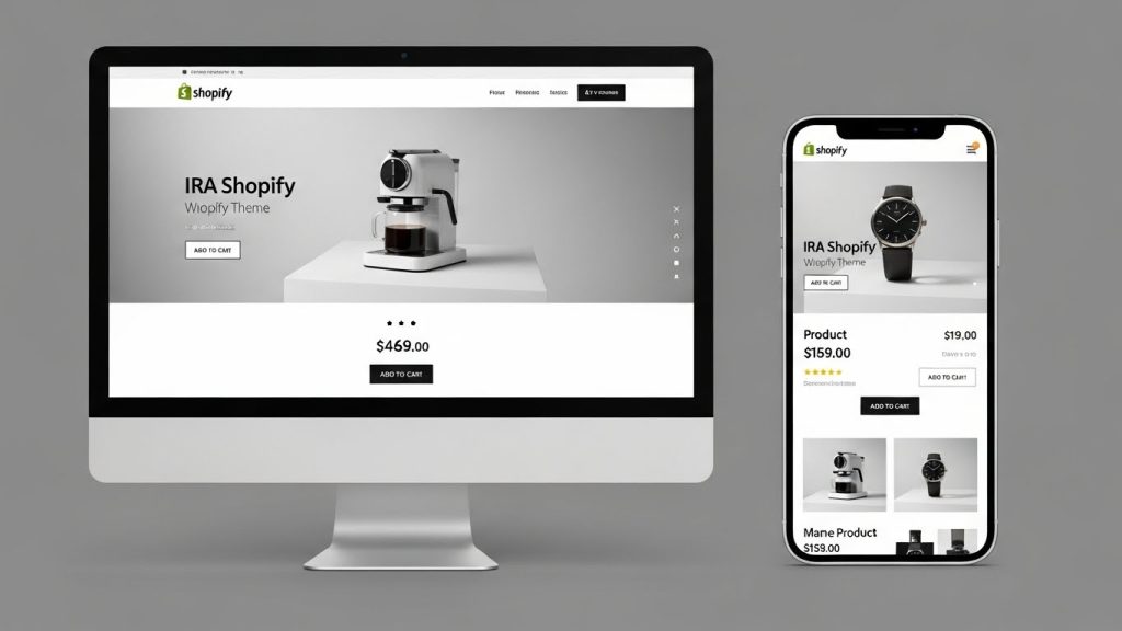 best shopify theme for small business, overview with IRA Shopify Theme layout example