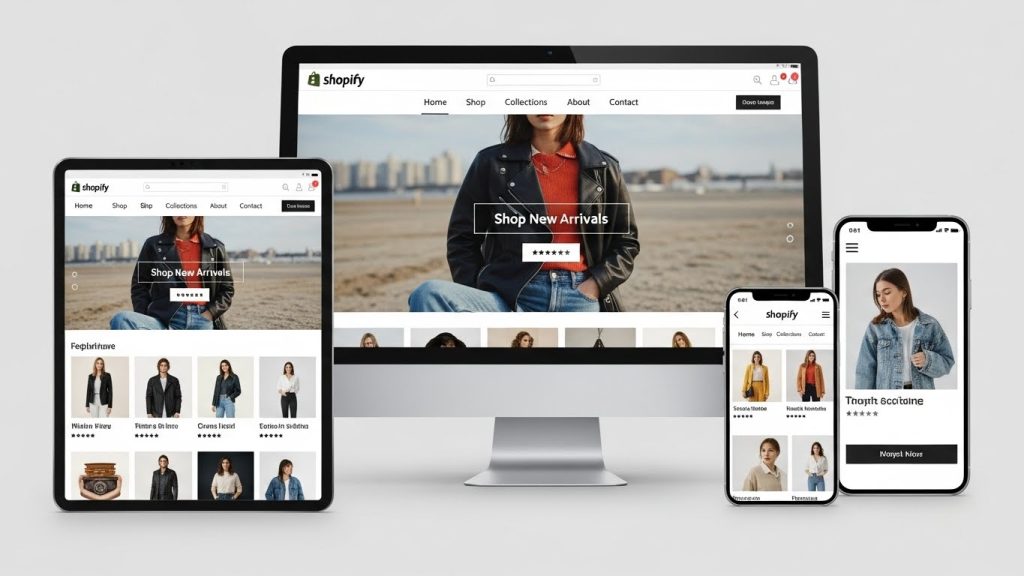 Fast-loading Shopify fashion store interface with mobile responsiveness preview