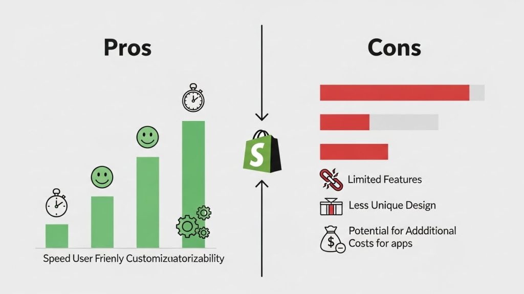 Cislen Shopify Pros and cons comparison visual for a minimal Shopify theme