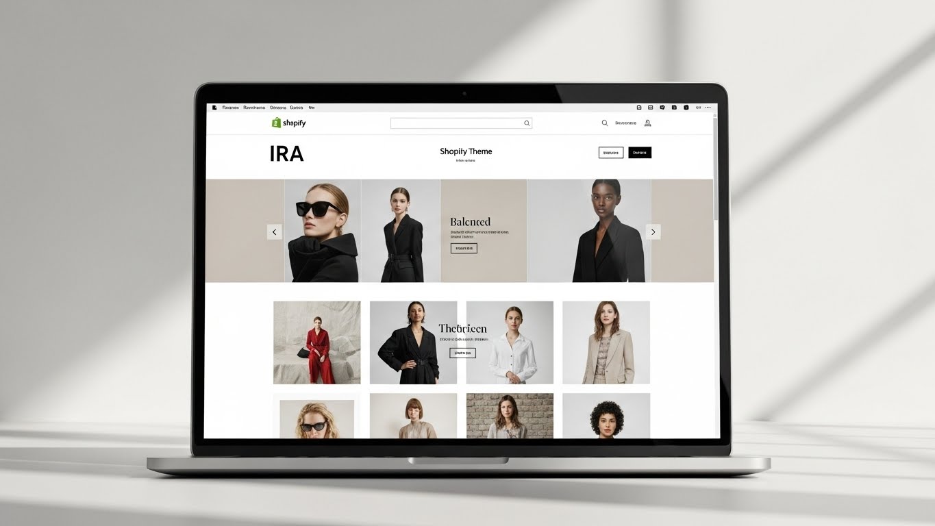 IRA Shopify Theme stunning visual storytelling layout displayed on a premium ecommerce website.