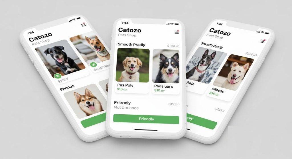 Catozo Pets Shop Shopify Theme mobile layout with pet product cards and easy navigation