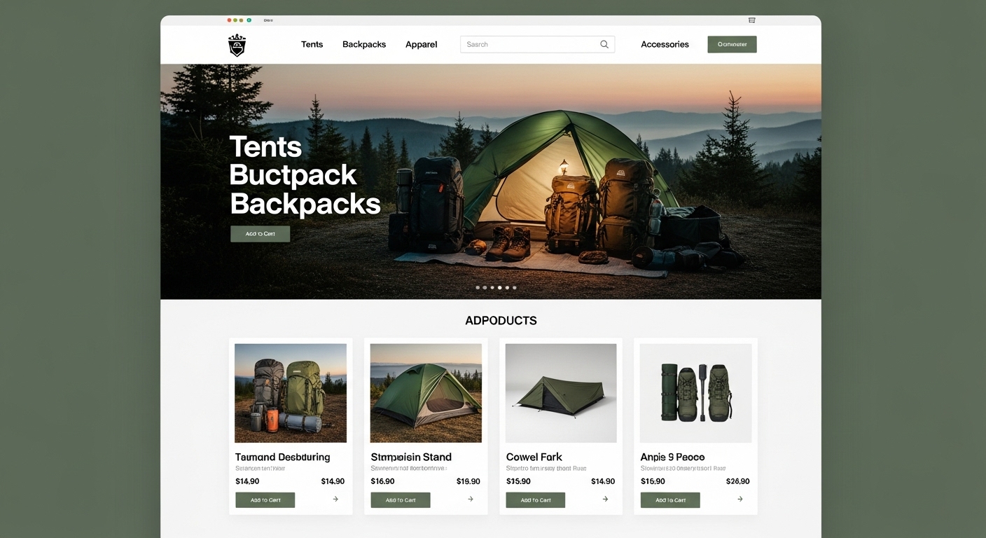 Campee Shopify Theme outdoor camping store homepage preview