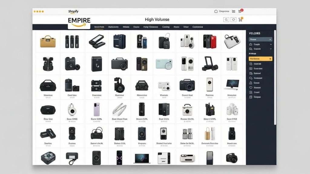 Amazon-style product catalog layout using Empire Shopify Theme