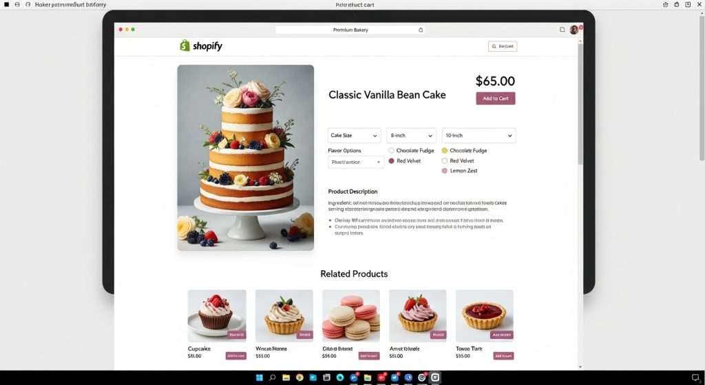 Vanilla bean cake product page display