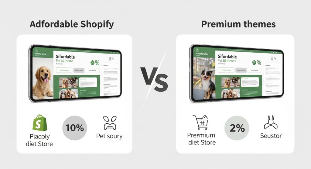 Feature comparison highlighting Bowie Pets, Birds and Dogs Shopify Theme value