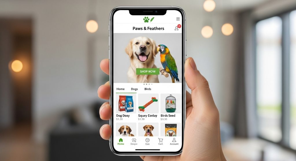 Mobile responsive design of Bowie Pets, Birds and Dogs Shopify Theme