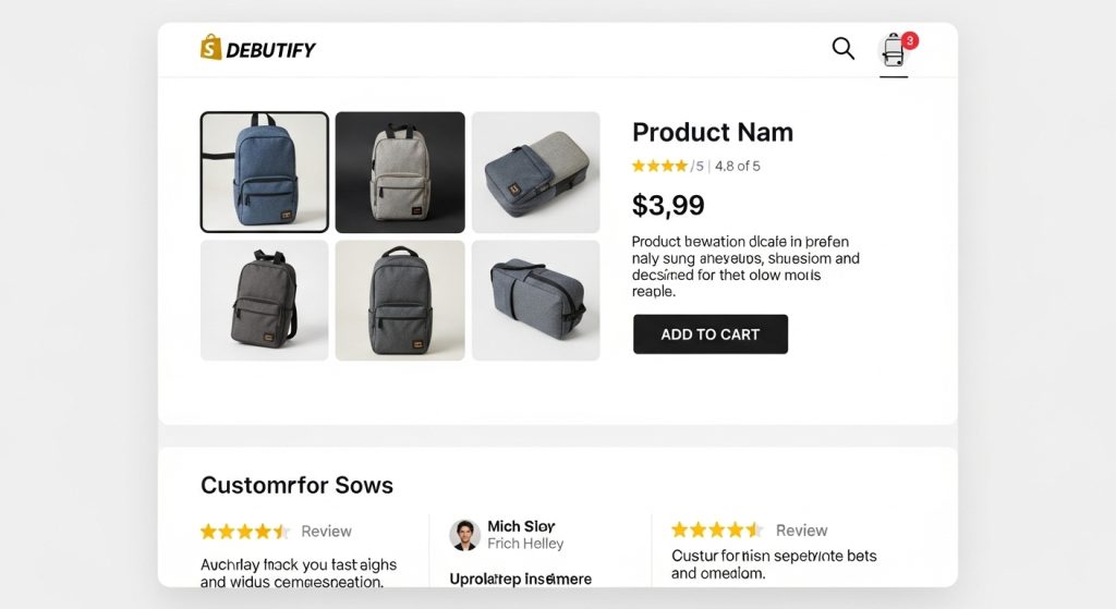 Debutify Shopify product page design layout