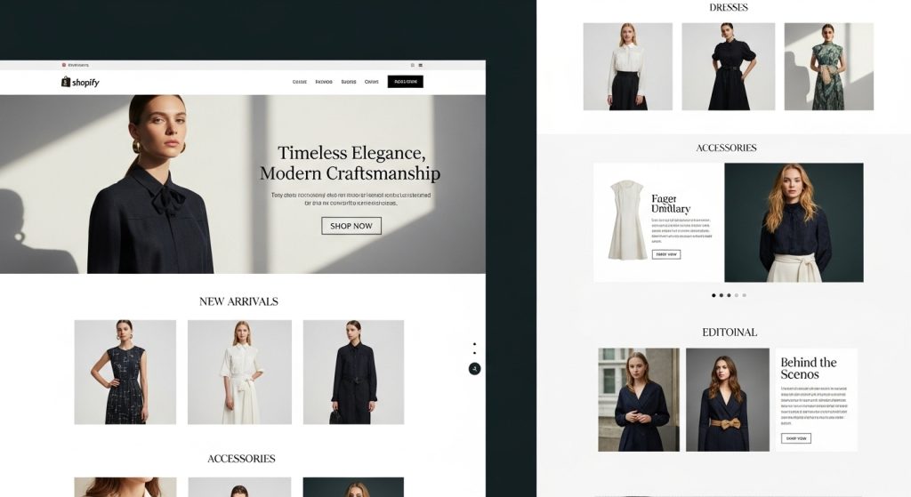 Prestige Shopify theme homepage layout for luxury brands