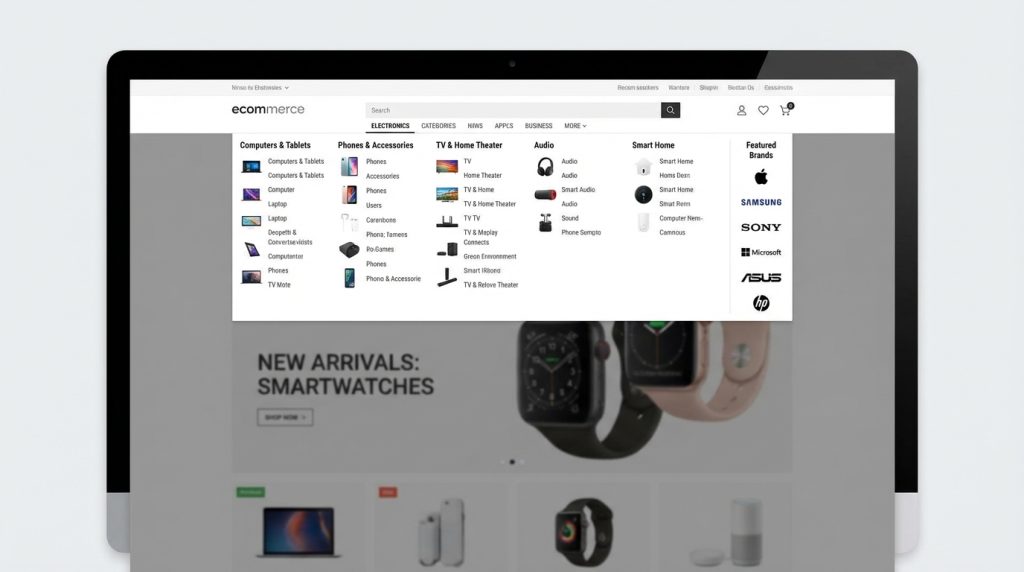 Warehouse Shopify theme mega menu navigation layout